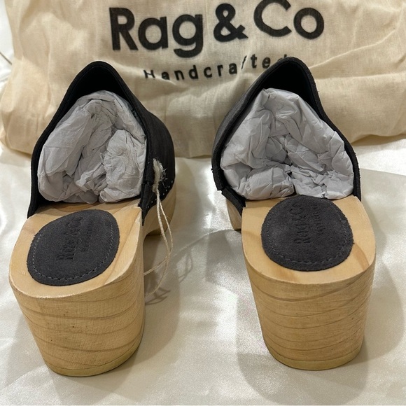 Rag And Co Darcie Clogs Suede Wooden Heel Dark Grey Size 7 Boho Chic Indie Fall - Picture 11 of 15